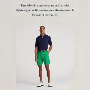RLX Ralph Lauren Men's Tailored Fit Green Patterned Golf Shorts